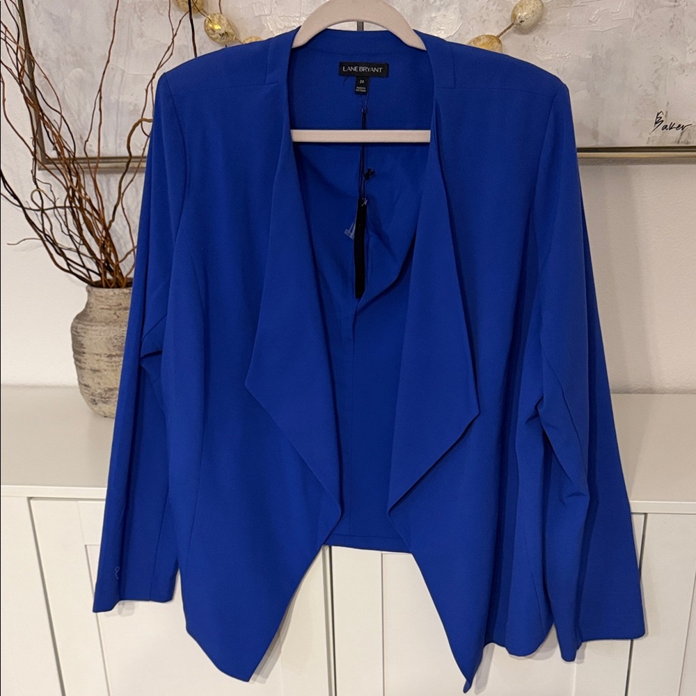Lane Bryant Cobalt Blue Draped Open-Front Blazer